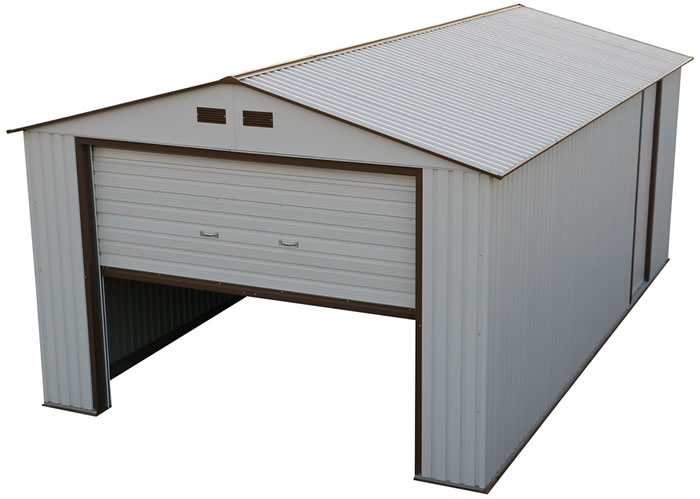 ... White w/ Brown Trim Metal Storage Garage Building Kit (model 55231