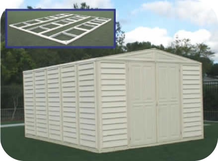  10.5'W x 13'D DuraMax Vinyl Storage Shed with Floor Kit (model 00584
