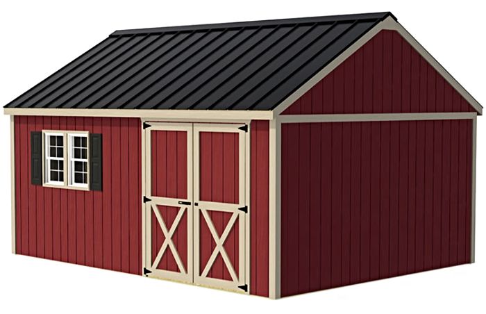 Crafter's Connection 12x16 Pre-Cut Wood Shed - Offset Eave Door Crafter's Connection 12x16 Pre-Cut Wood Shed - Offset Eave Door