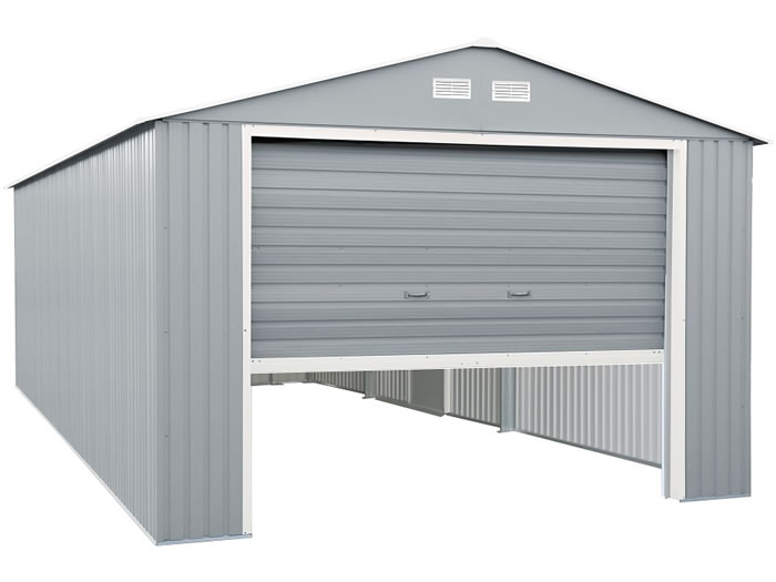 DuraMax 12x26 Light Gray Metal Storage Garage Kit DuraMax 12x26 Light Gray Metal Storage Garage Kit