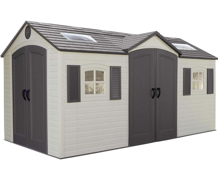 Lifetime 15x8 Plastic Storage Shed Kit w/ Double Doors Lifetime 15x8 Plastic Storage Shed Kit w/ Double Doors