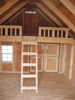 Inside of Firehouse Playhouse with loft option.