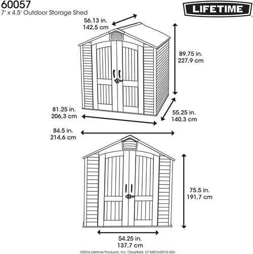 Lifetime Sheds 7x5 Plastic Storage Shed Kit w/ Floor (60057)