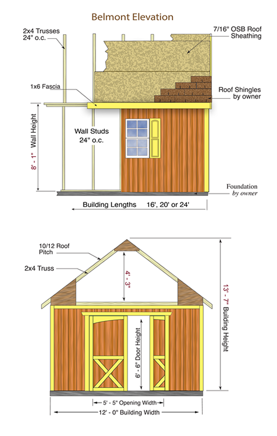 Best Barns Belmont 12x24 Wood Storage Shed Or Cabin Kit