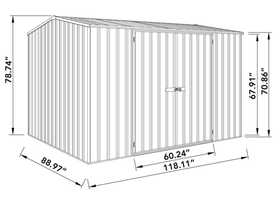 Absco Premier 10x7 Metal Storage Shed Dimension.