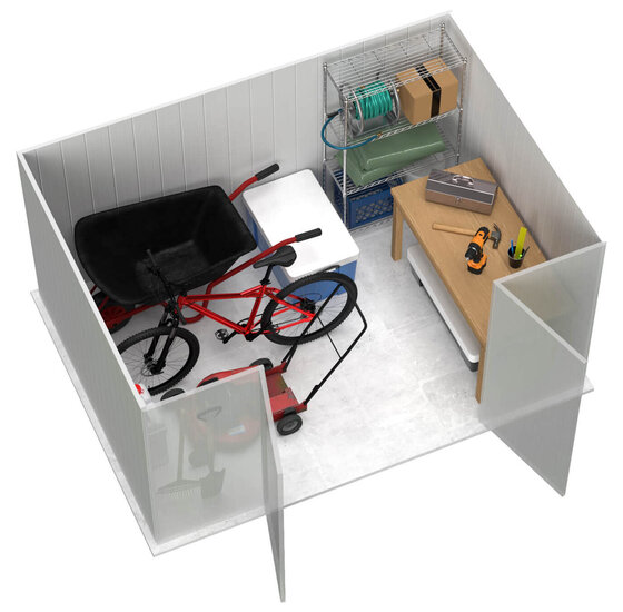 Absco Premier 10x7 Metal Storage Shed Top Down View..