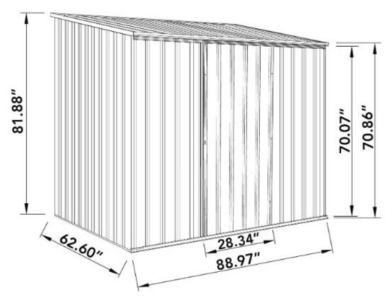 Absco EZI Slider 7x5 Metal Storage Shed Dimensions
