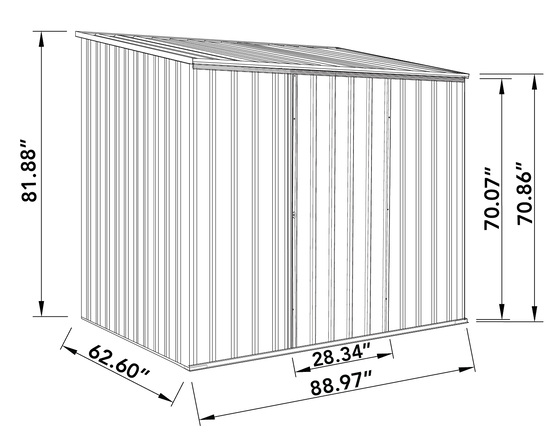Absco EZI Slider 7x5 Metal Storage Shed Dimensions