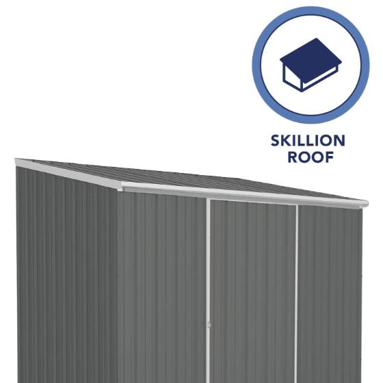 The Absco Space Saver Metal Storage Shed Kit comes in Skillion Roof