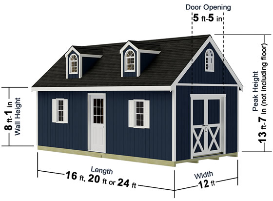 Arlington 12x24 Wood Storage Shed Kit Diagram