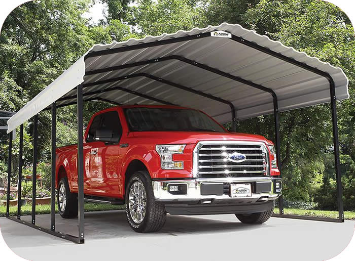 Arrow 12x20x7 Steel Auto Carport Kit - Eggshell