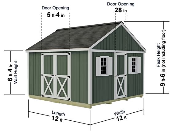 Backyard Basecamp Storage Shed Kit Measurements Diagram
