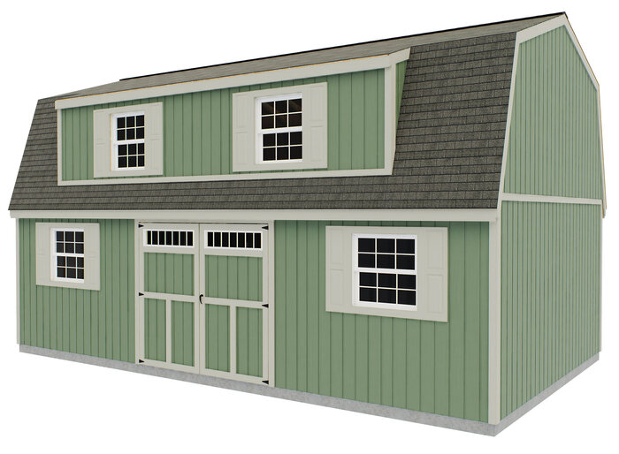 Crafted Colossal 16x32 Elite Shed Kit w/ Transom Doors & Dormers