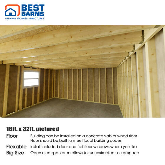 Crafted Colossal Wood Shed with Transom Door and Dormers