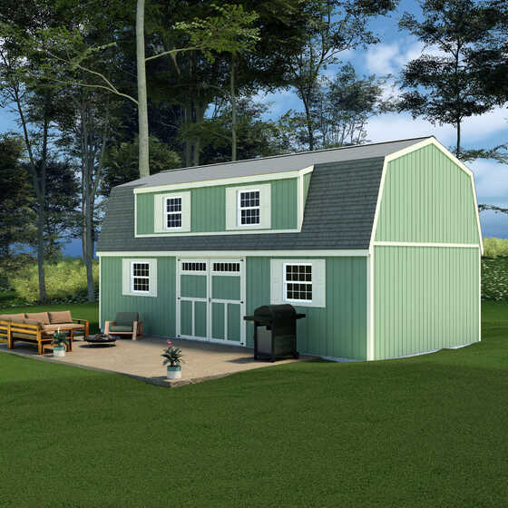 Crafted Colossal Wood Shed with Transom Door and Dormers