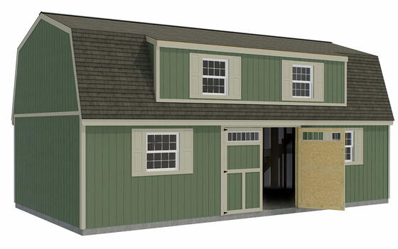 Crafted Colossal Wood Shed with Transom Door and Dormers