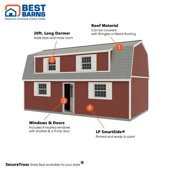 Crafted Colossal Wood Shed with Man Door and Dormers