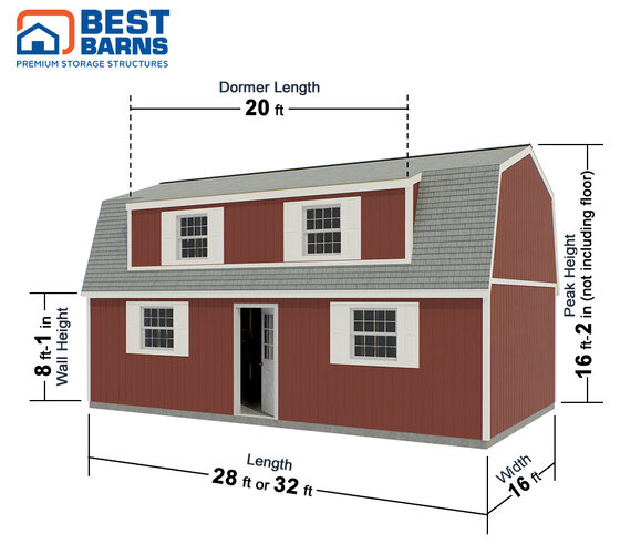 Crafted Colossal Wood Shed with Man Door and Dormers
