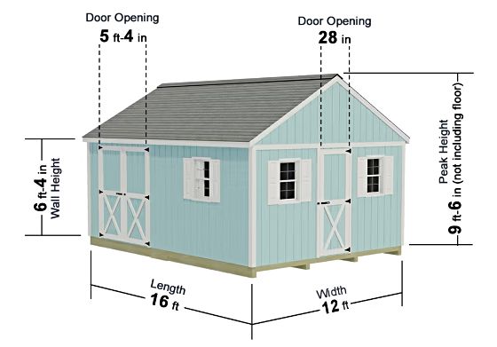 Crafter's Connection Storage Shed Kit Measurements Diagram