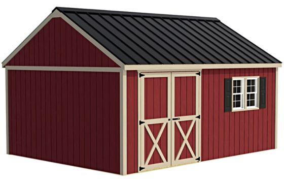 From the Crafter's Connection Series by Best Barns, this 12x16 Shed Kit features offset barn doors on the eave side for easy access and extra storage.