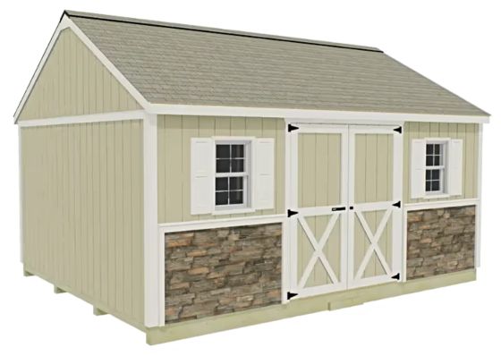 From the Crafter's Connection Series by Best Barns, this 12x16 Shed Kit comes with centered barn doors on the eave side for easy entry and storage.