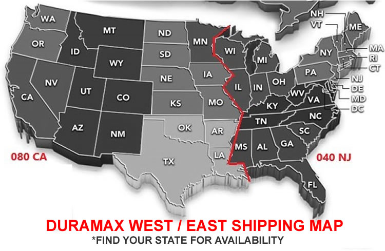 DuraMax Sheds West & East Shipping Zones Map