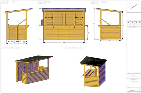 The Dunbar 10x5 Large Wooden Tavern-To-Go Bar Measurements