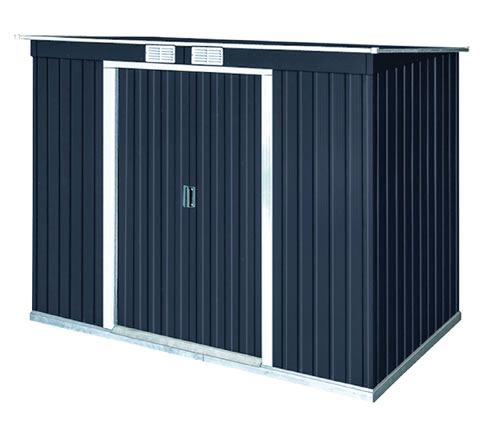 DuraMax 8.5'W x 4'D Pent Roof Metal Shed Kit w/ Vents - Dark Gray with ...