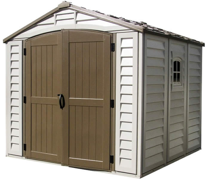 vinyl sheds - pvc & coated steel storage shed kits