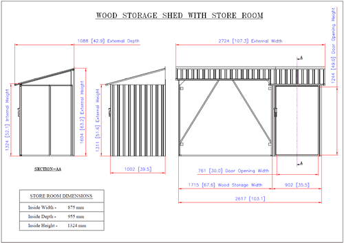 DuraMax Woodstore Firewood Shed Dimensions