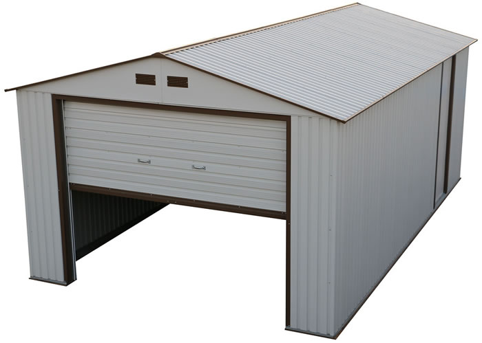  White w/ Brown Trim Metal Storage Garage Building Kit (model 50931