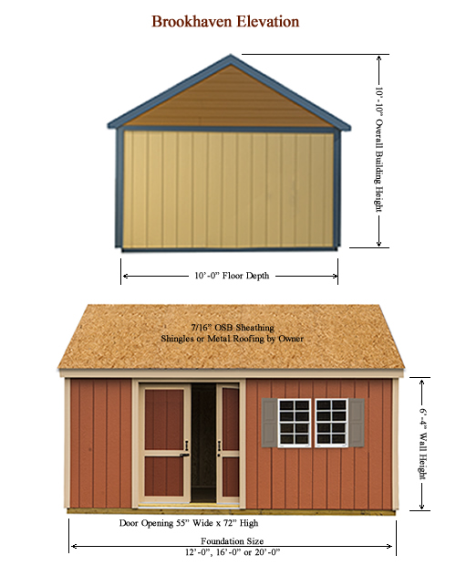 Interior views of a 10'x16' Brookhaven storage shed kit.