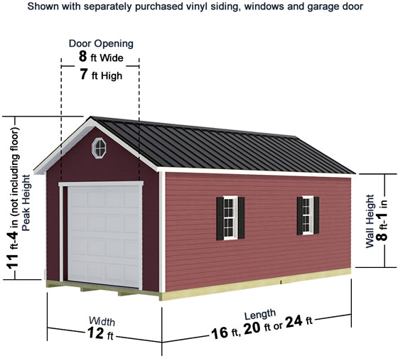 Greenbriar 12x20 Wood Storage Shed Kit Diagram