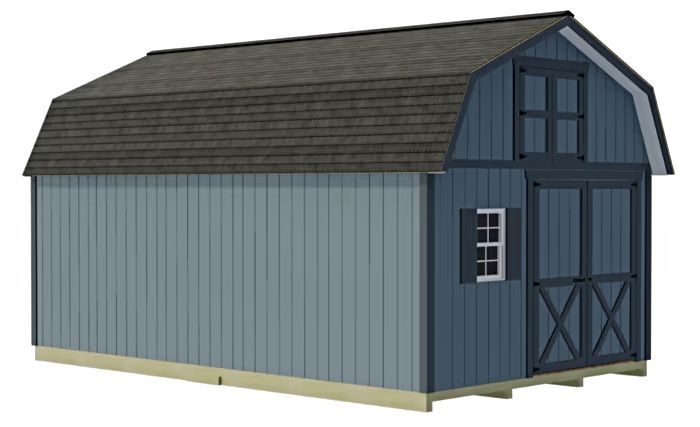 Handcrafted Homestead 12x16 Barn Kit w/ Split Loft & Offset Door