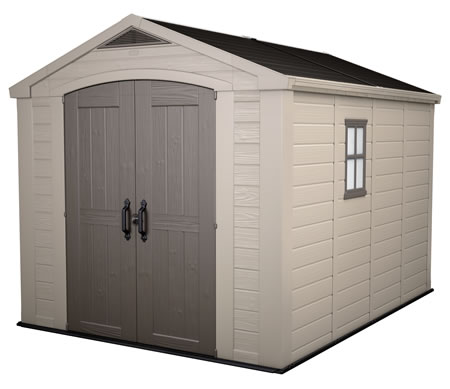 keter factor 8x11 plastic storage shed kit w floor keter