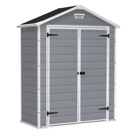 6x3 shed is constructed of large plastic panels and steel. This shed ...