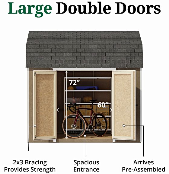 Pre-Assembled Double Doors with Metal Latch & 2x3 Bracing