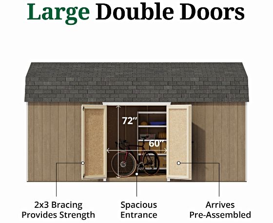 Pre-Assembled Double Doors with Metal Latch & 2x3 Bracing