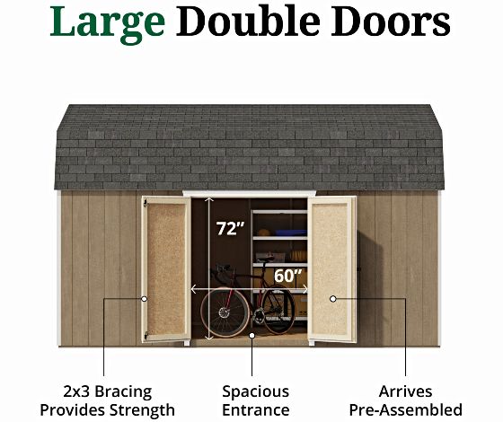 Pre-Assembled Double Doors with Metal Latch & 2x3 Bracing