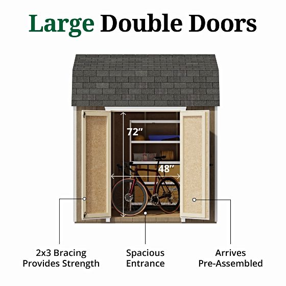 Pre-Assembled Double Doors with Metal Latch & 2x3 Bracing