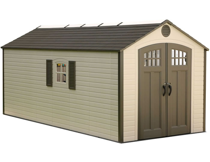 Lifetime Sheds 8x17.5 Plastic Storage Shed w/ 2 Windows