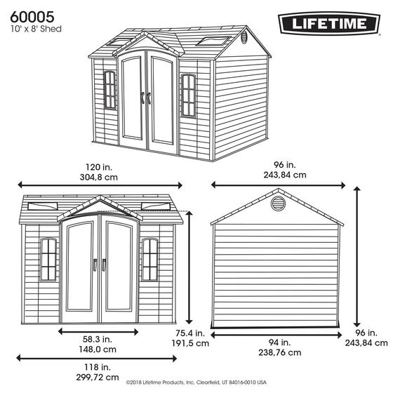 Lifetime 10x8 Storage Shed Measurements