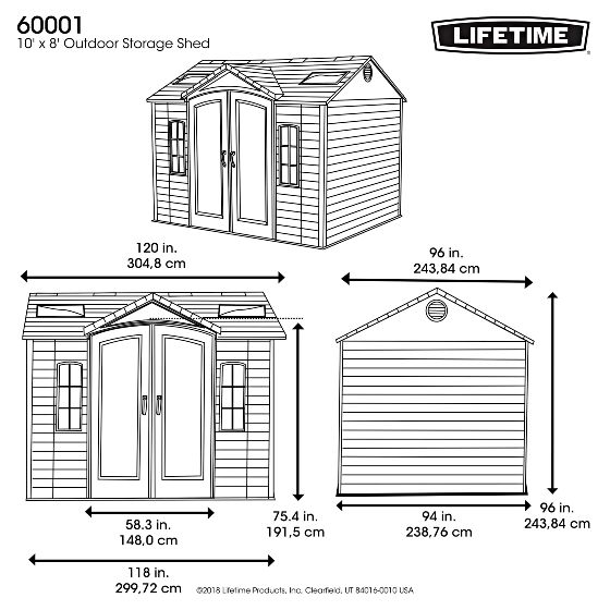 Lifetime 10x8 Dual Entry Shed Measurements