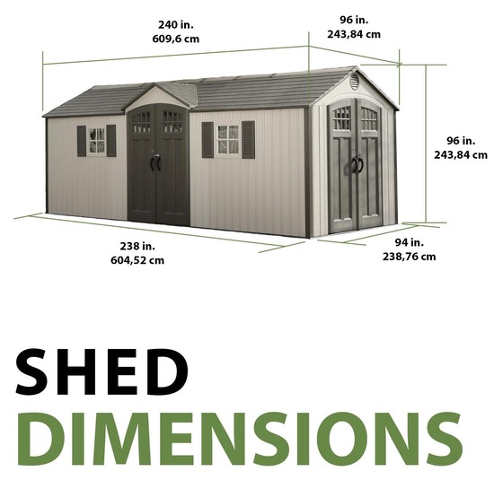 Lifetime 20x8 New Style Storage Shed Dimensions