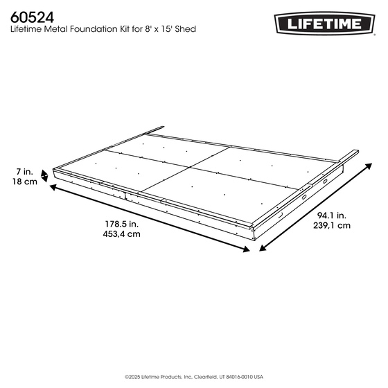 Lifetime Metal Foundation Kit for 8x15 or 15x8 Sheds Measurements Diagram
