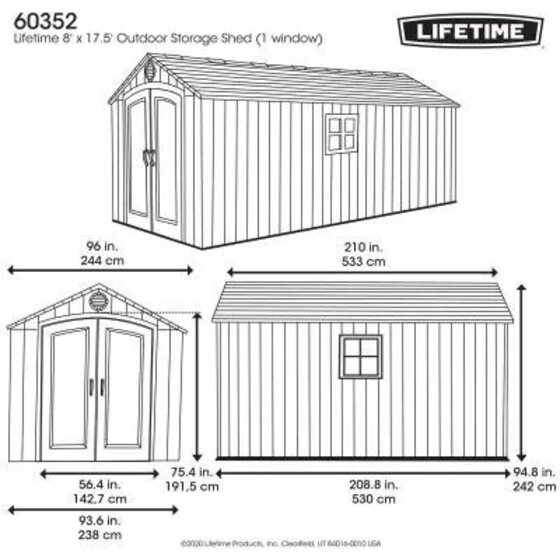 Lifetime Sheds 8x17 Outdoor Storage Shed Measurements