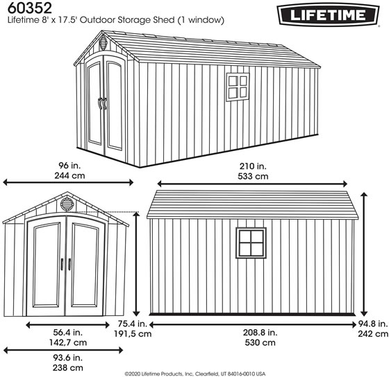 Lifetime Sheds 8x17 Outdoor Storage Shed Measurements