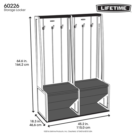 Lifetime Poolside Storage Locker Measurements Diagram