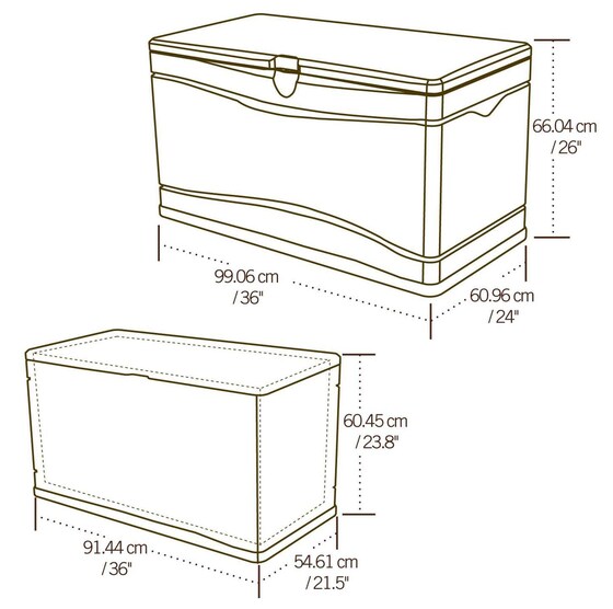 Lifetime Sheds 80 gallon deck storage box dimensions
