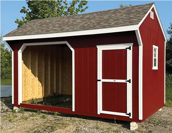 10ft x 16ft Animal Run-In Shelter Assembled - Painted Red
